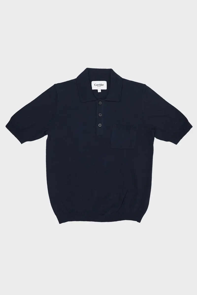 Knit Slouchy Polo Shirt In Midnight 1