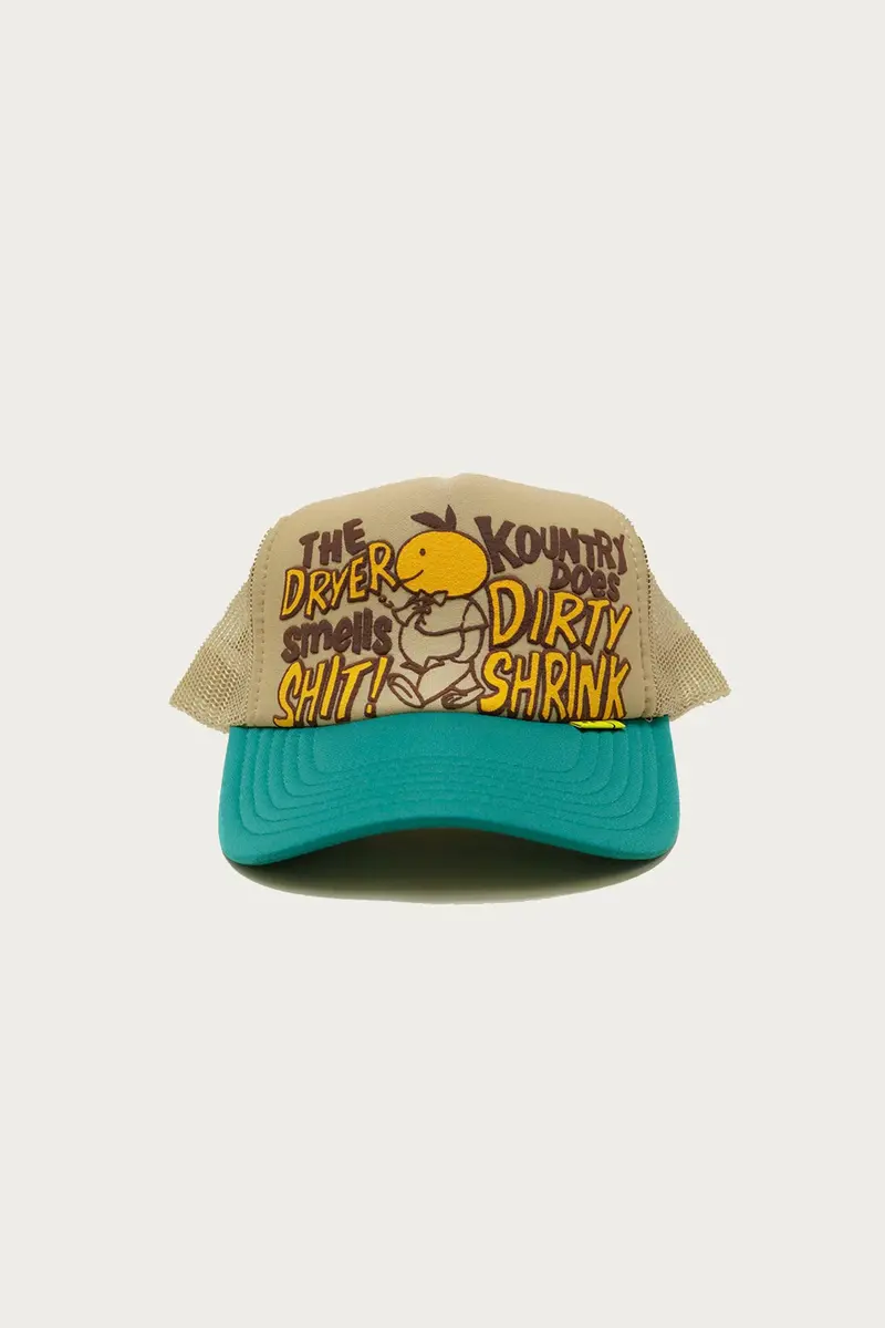 Kountry Dirty Shrink Trucker Cap – Ecru & Turquoise Vintage Wash 1