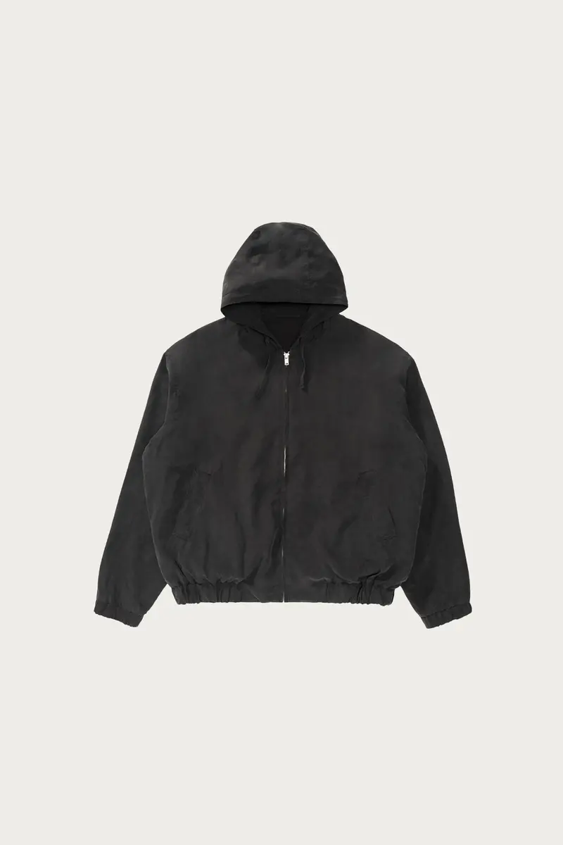 Lady White Co. × Kaptain Sunshine Silk Zip Parka – Faded Black Lightweight 1