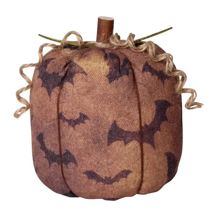 Large Bat-Embellished Fabric Pumpkin 1