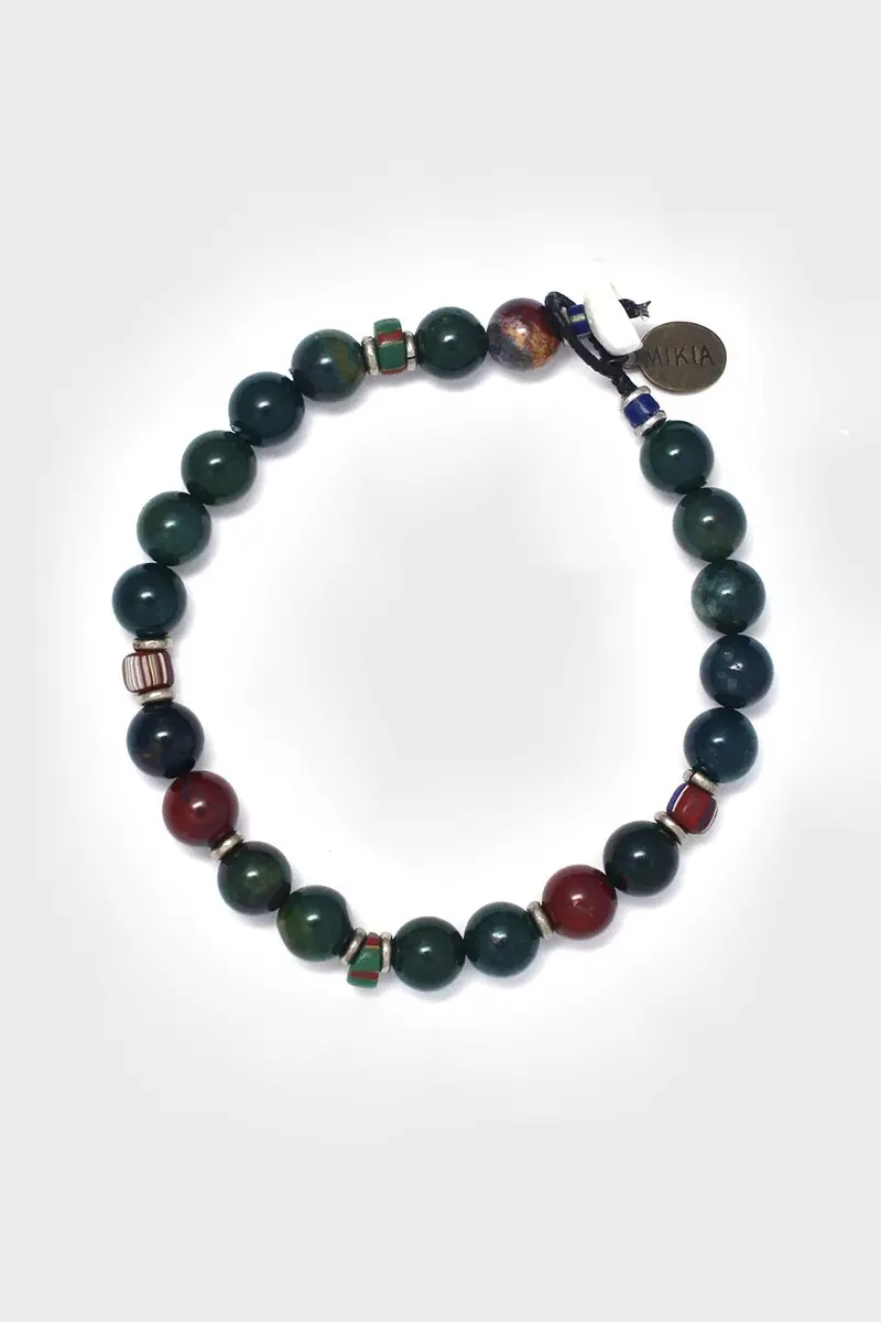 Large Bloodstone Beaded Bracelet – Natural Stone Wristwear 1