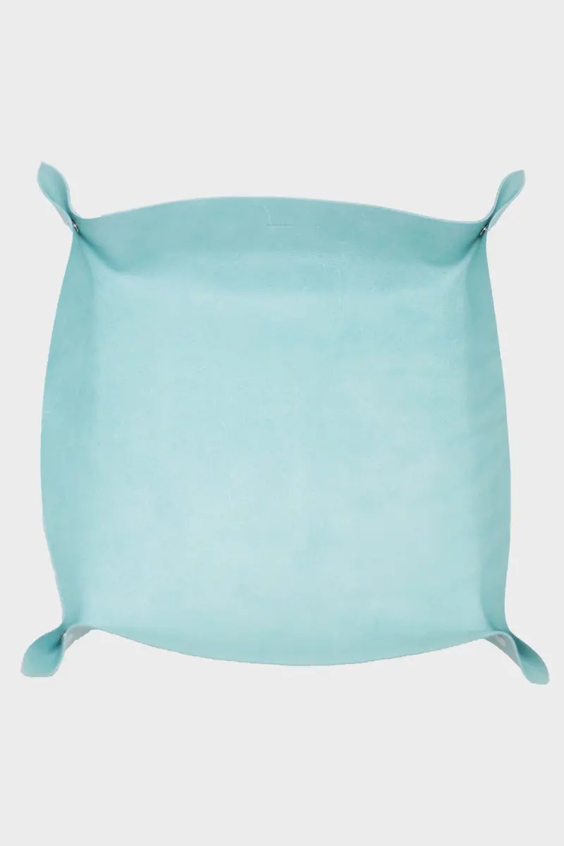 Large Turquoise Serving Tray – Hand-Finished Wood Accent 1