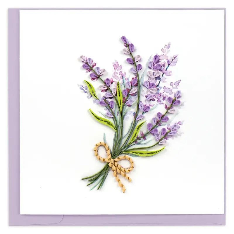 Lavender Floral Paper Quilling Greeting Card 1