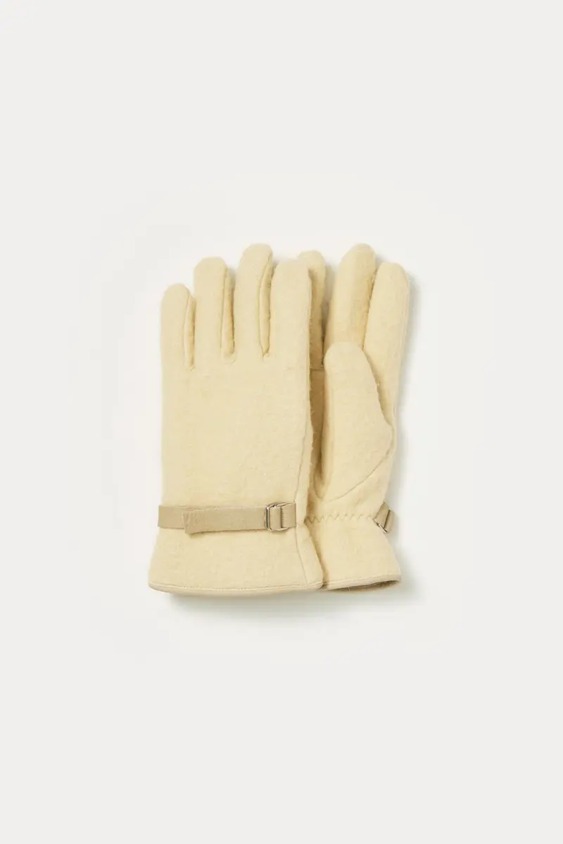 Light Beige Brushed Alpaca Melton Gloves 1