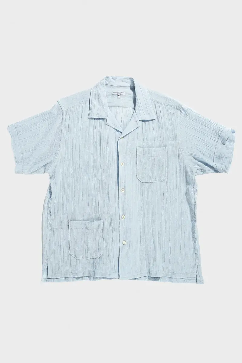 Light Blue Cotton Crepe Camp Shirt 1