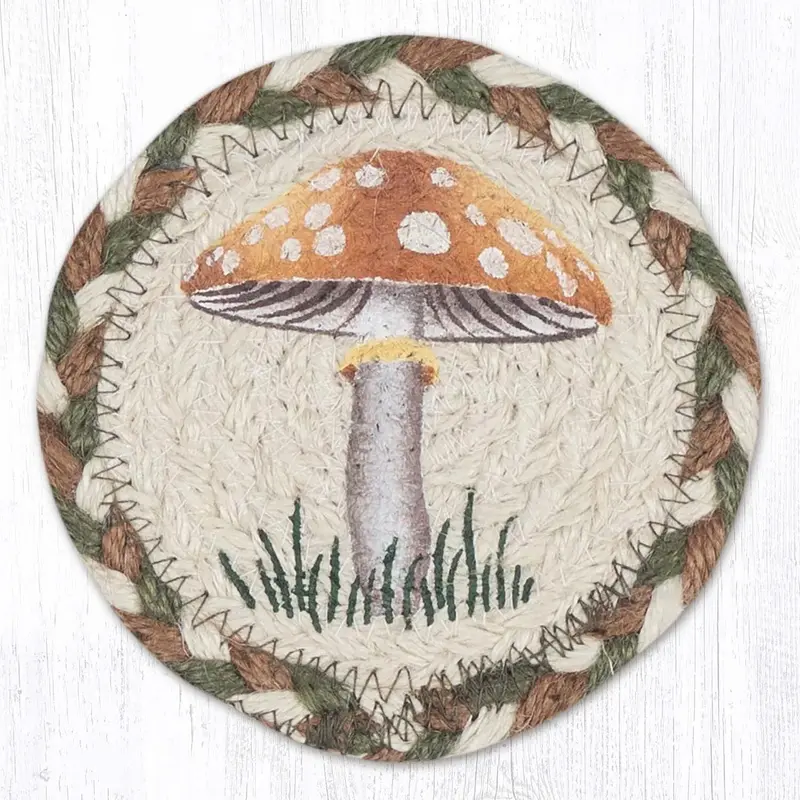 Light Mushroom Design Jute Coaster (5-Inch) 1