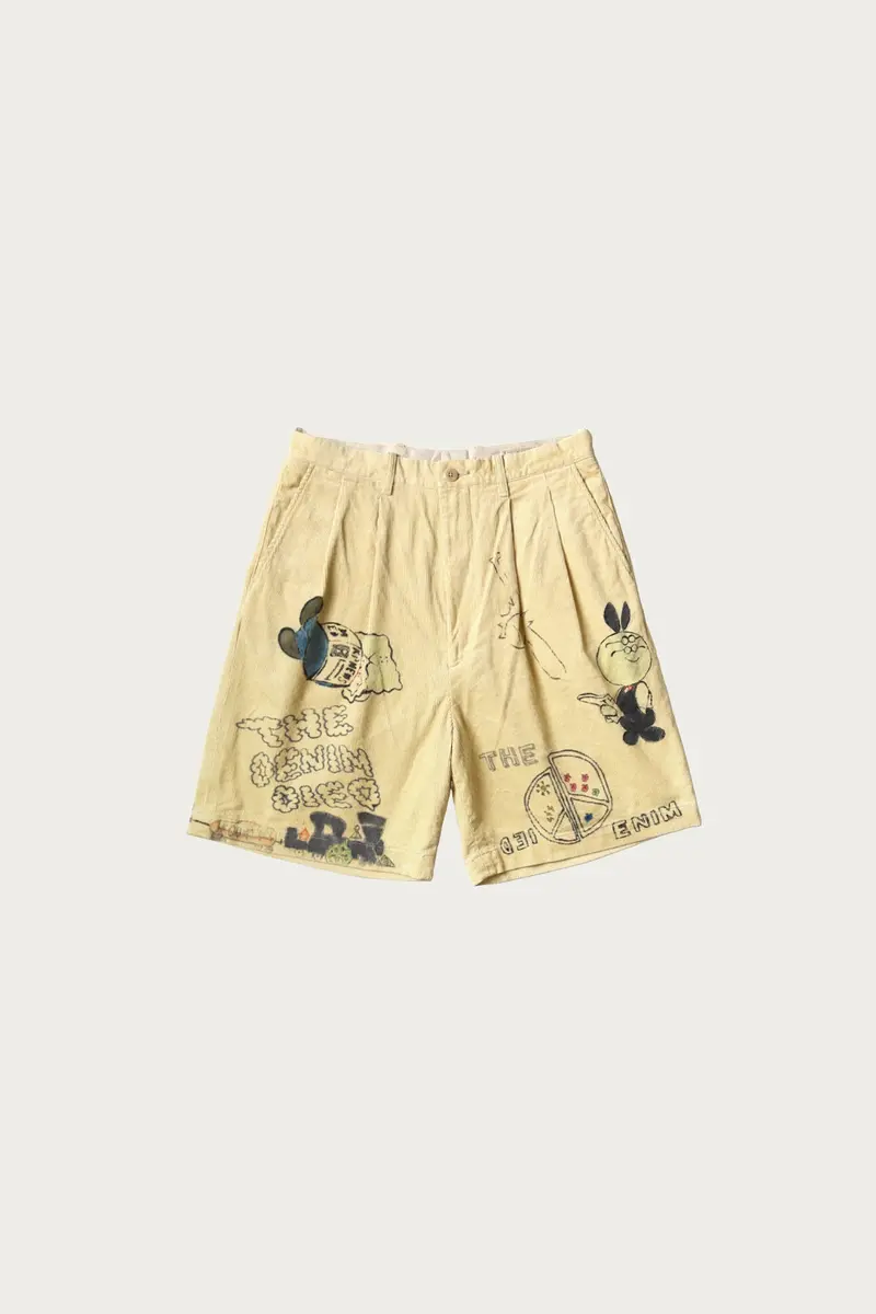 Light Yellow 14-Wale Corduroy Ivy-Style Short Pants (Memorial Paint Finish) 1