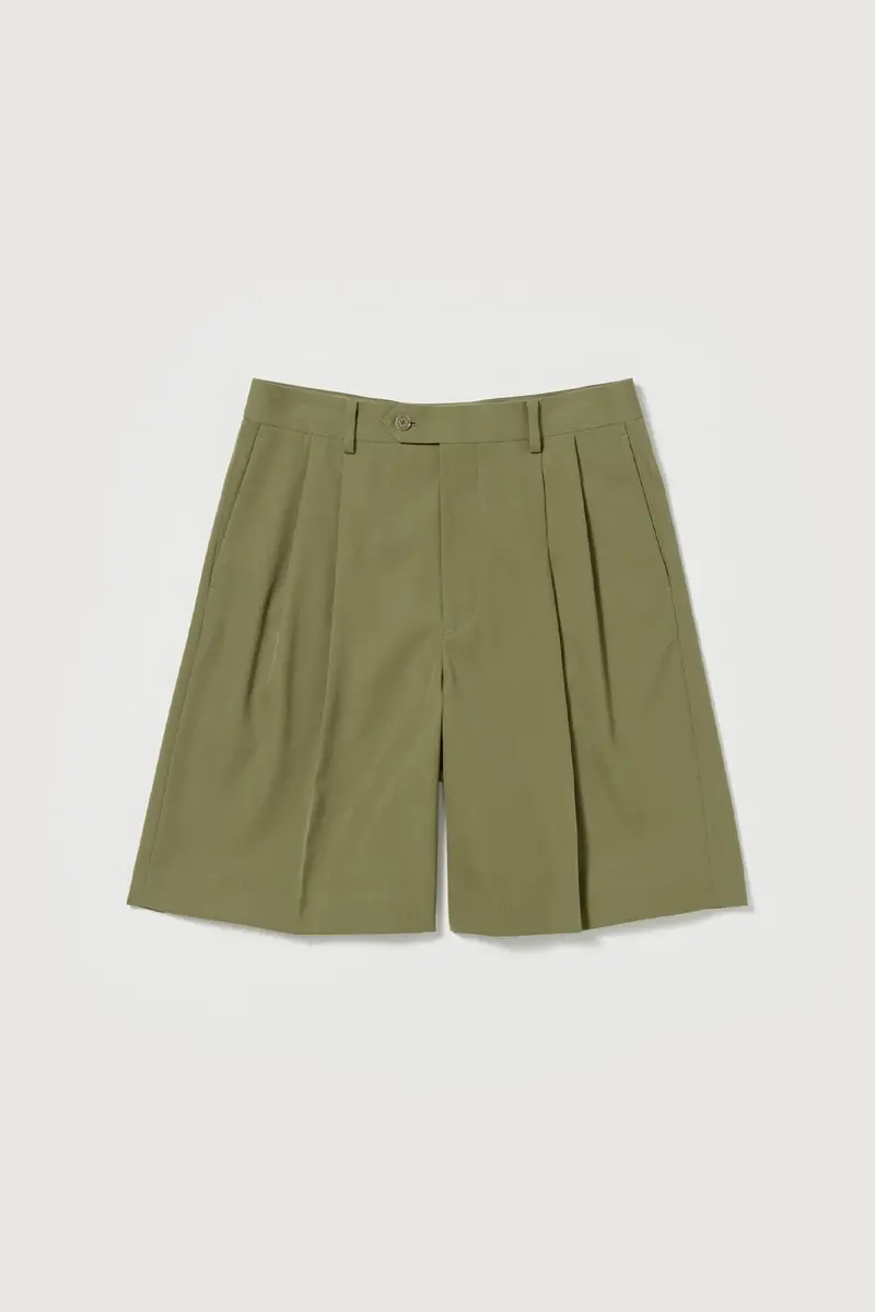 Lightweight Max Gabardine Wool Shorts – Khaki Summer Weight 1