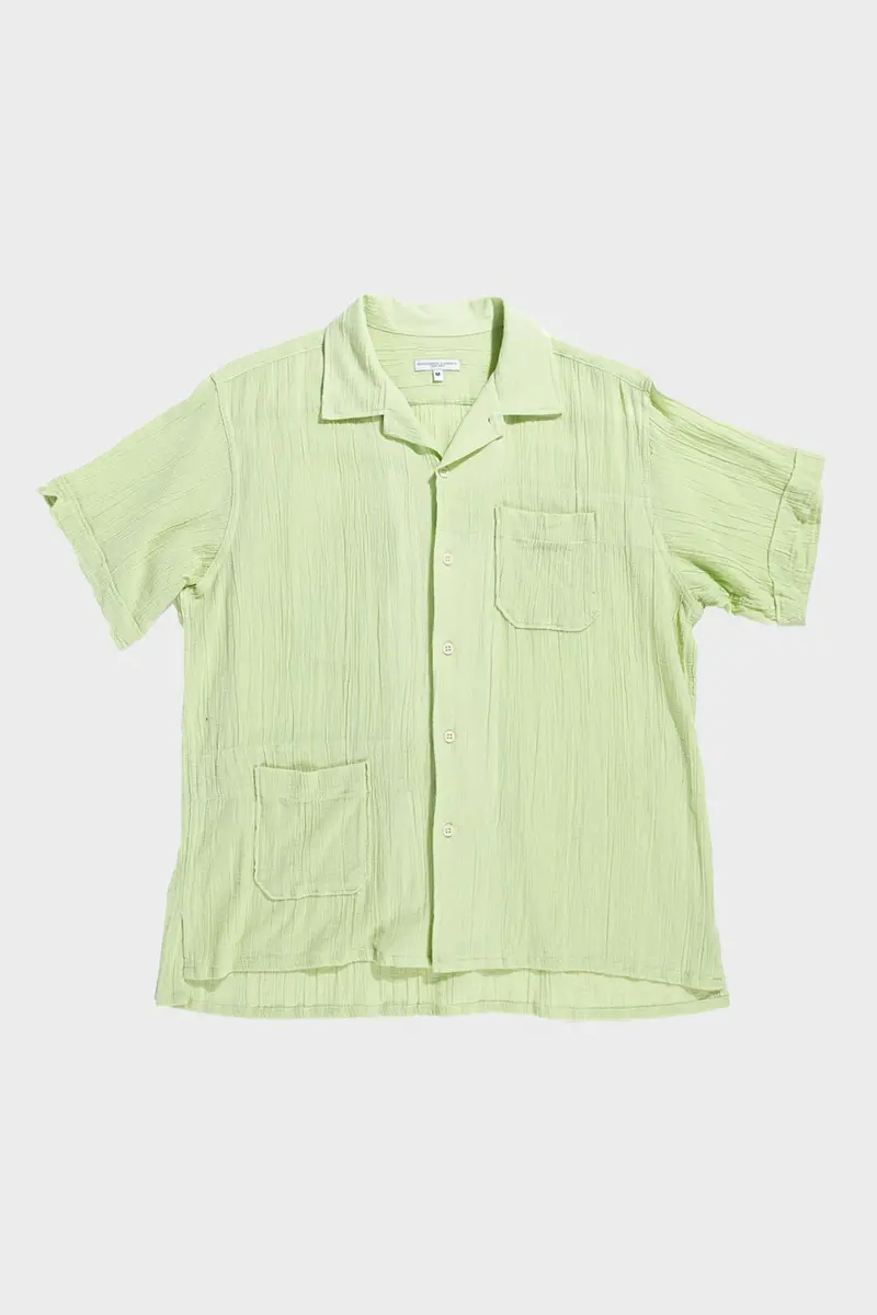 Lime Cotton Crepe Camp Shirt 1
