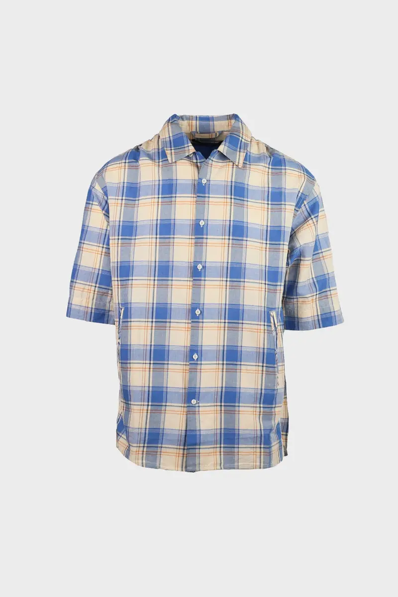 Linen-Cotton Hybrid Outer Shirt – Denim Blue 1