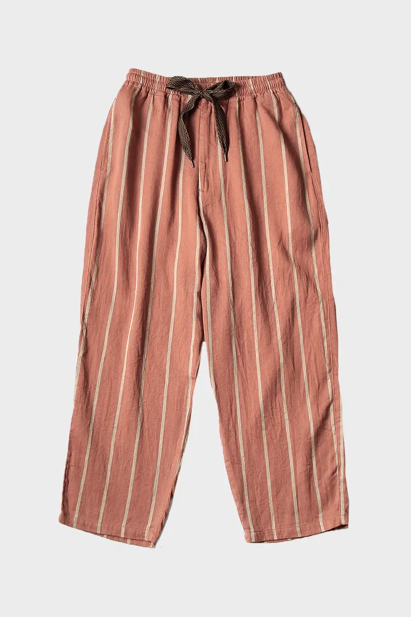 Linen Phillies Striped Easy-Fit Pants – Brick Red 1