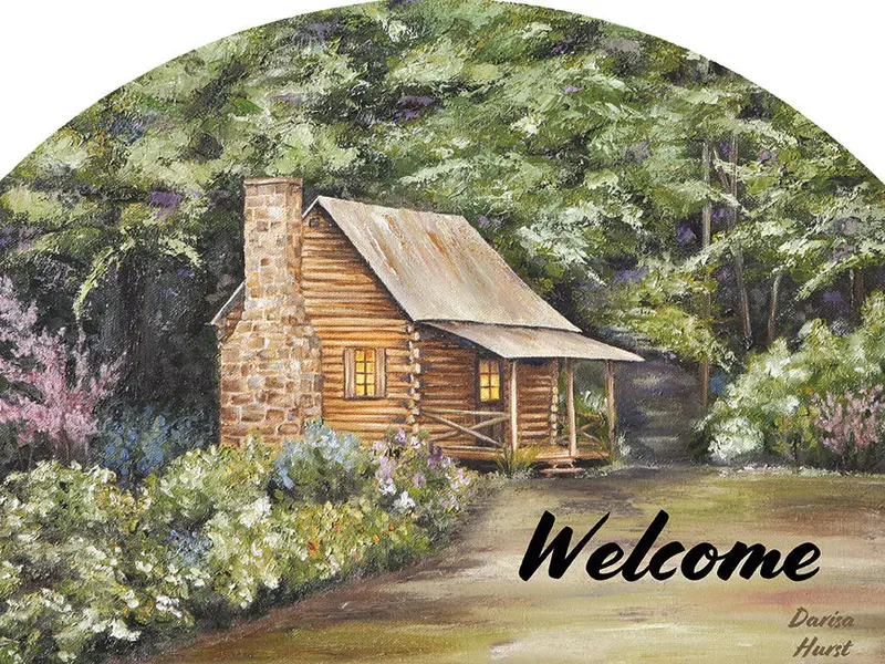 Log Cabin-Themed Garden Sign For Front Yard 1
