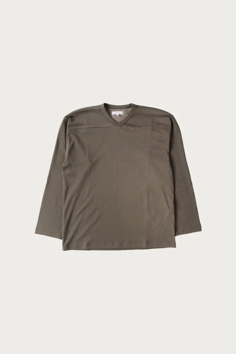 Long-Sleeve Football T-Shirt – Grey Olive Jersey Fabric 1
