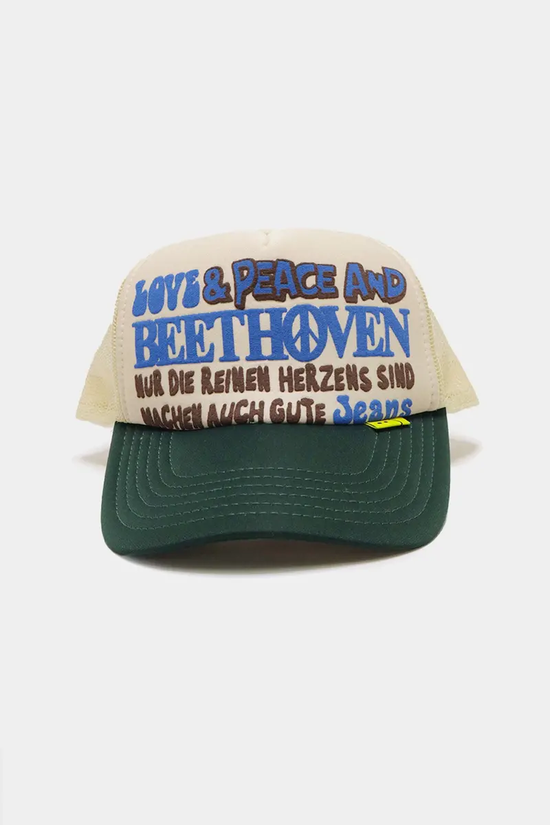 Love & Peace X Beethoven Trucker Cap – White & Green Retro Contrast 1
