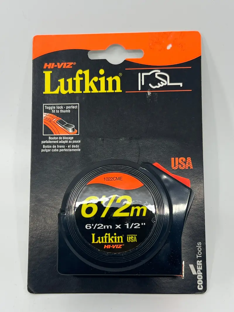 Lufkin Hi-Viz Tape Measure — 6 Feet / 2 Meters, Usa-Made, Discontinued Fluorescent Design, Nos 1