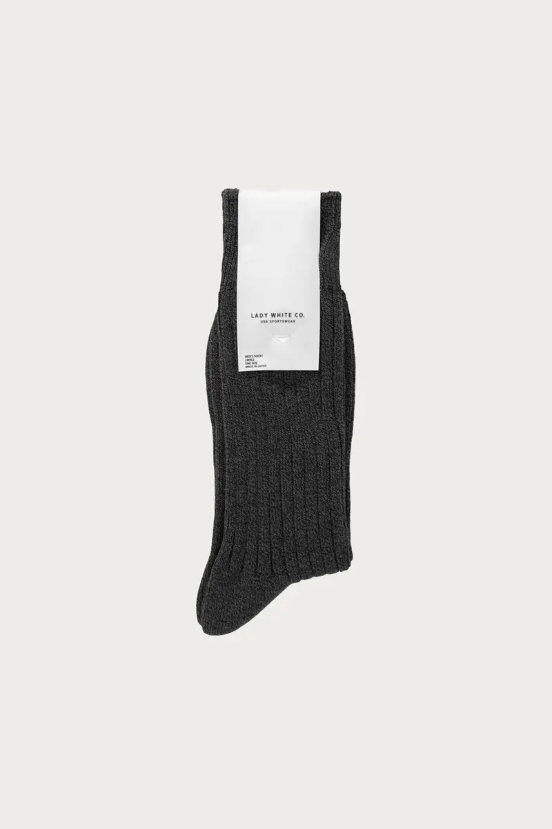 Lwc Rib-Knit Socks – Black Melange 1