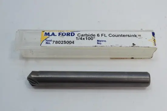 M.A. Ford 6-Flute Chatterless Carbide Countersink — 1/4" Diameter, 100° Included Angle 1