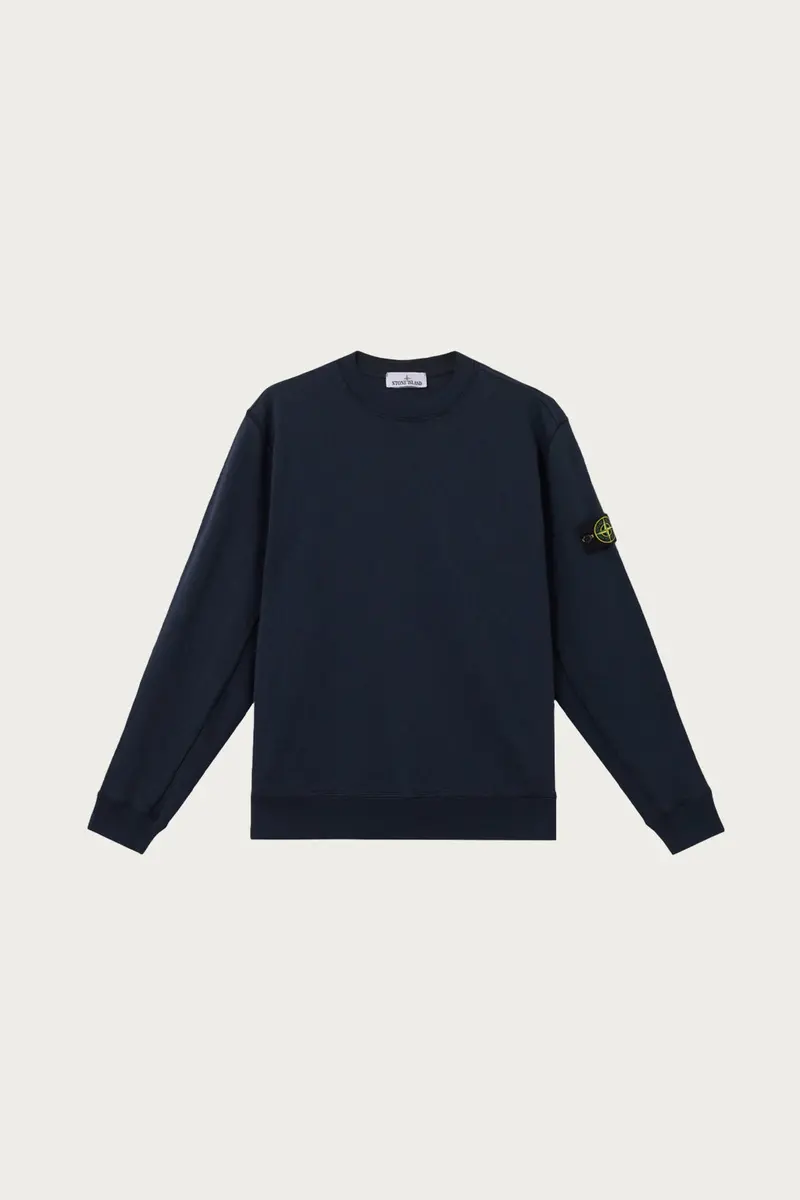 Malfile Fleece Crewneck With Vintage 'Old' Effect In Navy 1