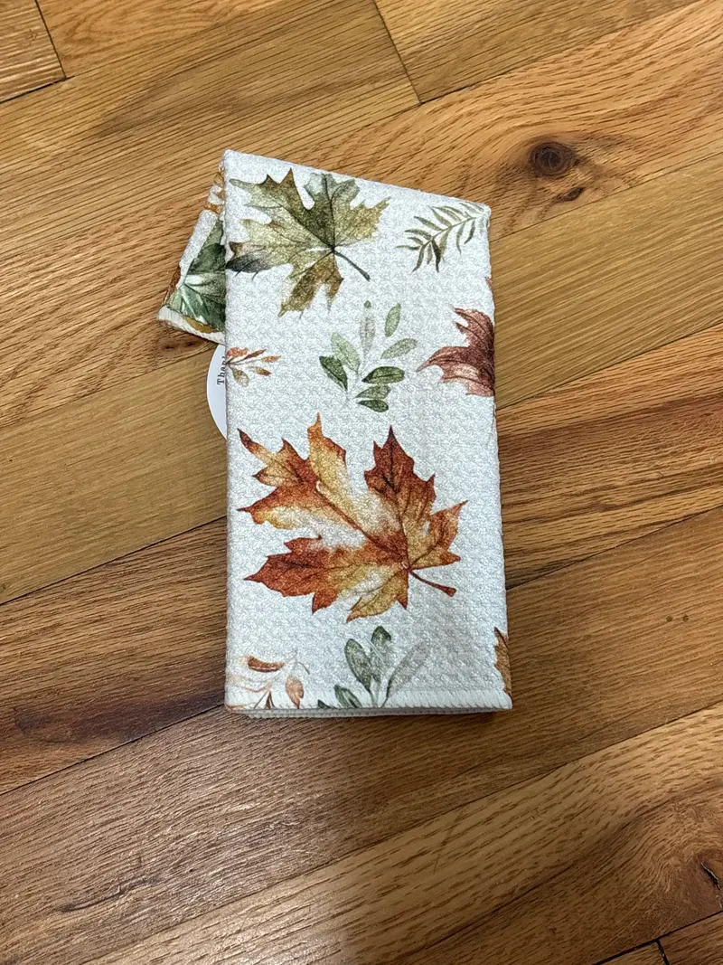 Maple Leaf Washcloth In Earthy Brown And Sage Green 1