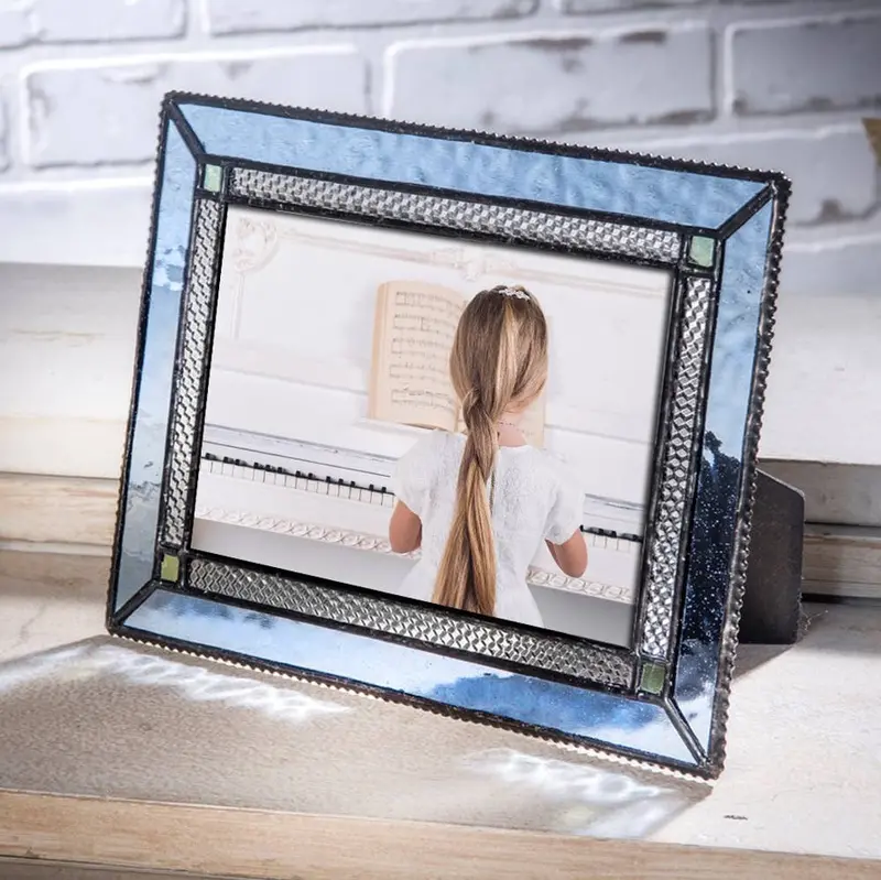Matte Pale Blue Glass Photo Frame 1