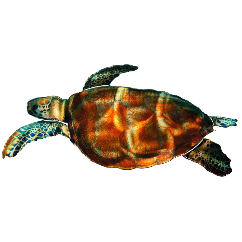 Medium Sea Turtle Metal Wall Sculpture – Coastal Decor Accent 1