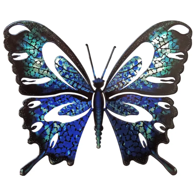 Medium-Sized Blue-And-Black Butterfly Wall Sculpture – Modern Nature Art 1