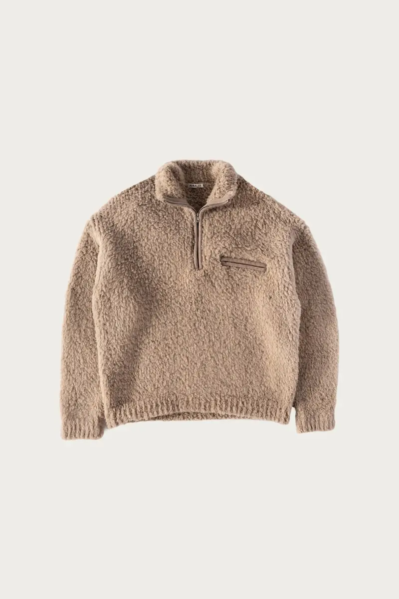 Merino Wool Half-Zip Pullover In Beige – Soft Knit Sweater 1