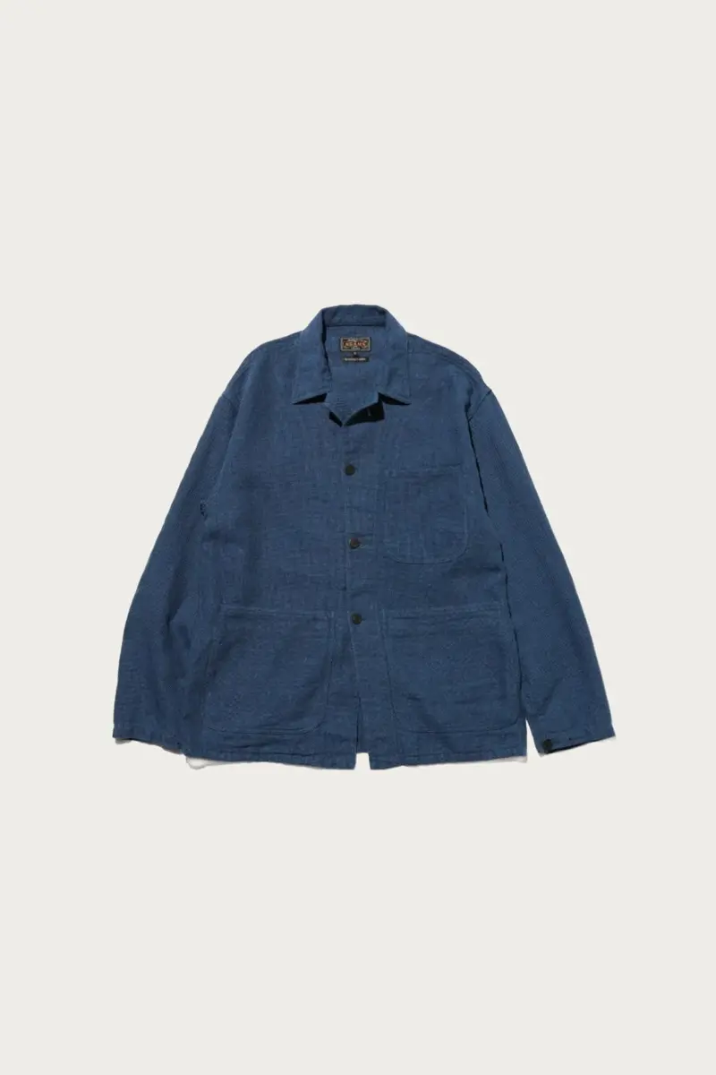 Mil Chore Jacket In Cotton-Linen Blend – Navy 1