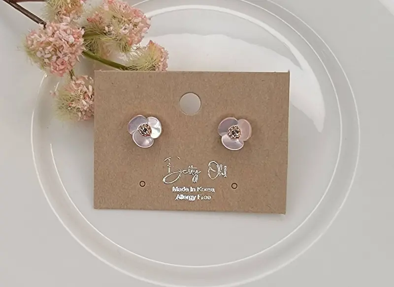 Mini Pearl Flower Stud Earrings – Dainty Botanical Jewelry 1