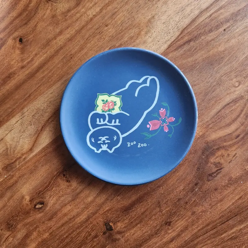 Mini Peranakan Flora & Kitties Bamboo Plates Set 2