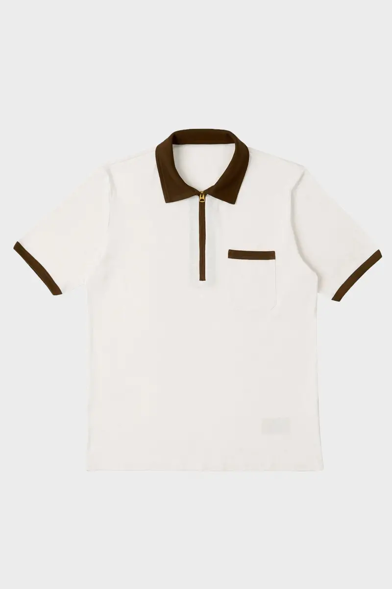 Modern Zip-Front Polo Shirt – Crisp White 1