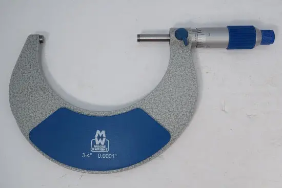Moore & Wright 3–4" Micrometer – 0.0001" Graduation, Carbide-Tipped Faces (Includes Standard Accessories) 1