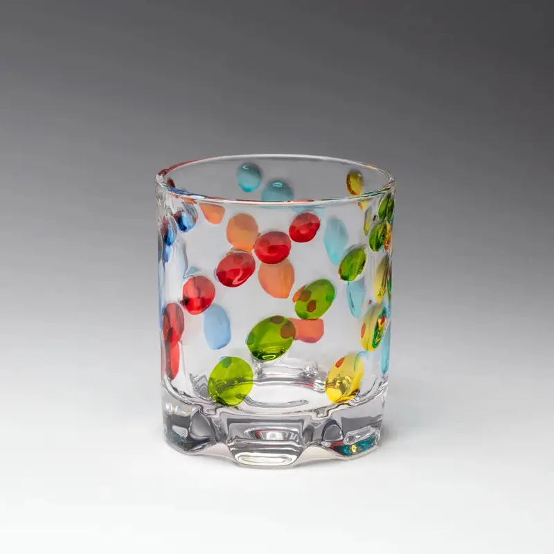Multi-Colored Dotted 360-Degree Rotating Cocktail Glass 1