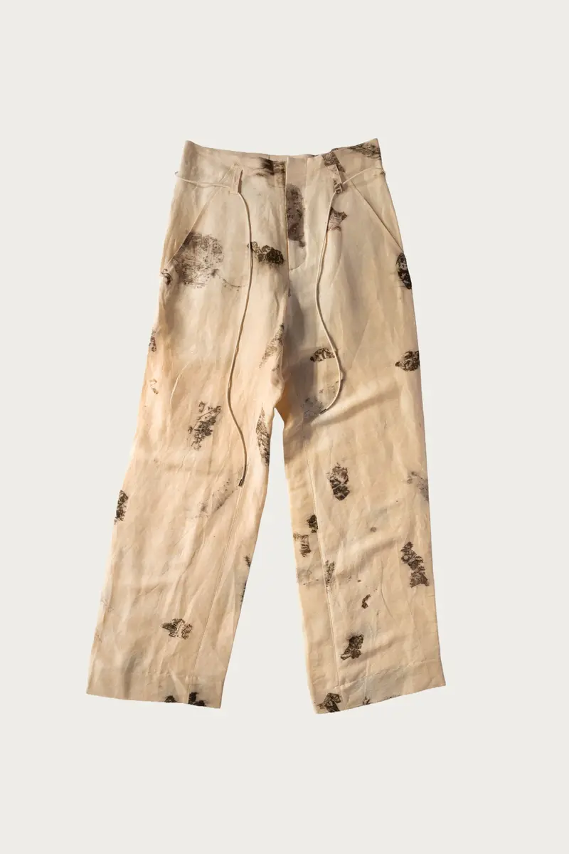 Nam Ou River Adventure Pants – Hand-Printed Leaf Design 1