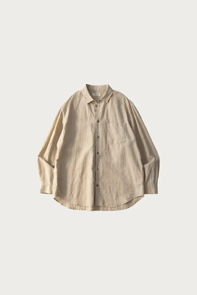 Natural High-Count Linen Regular-Collar Shirt 1