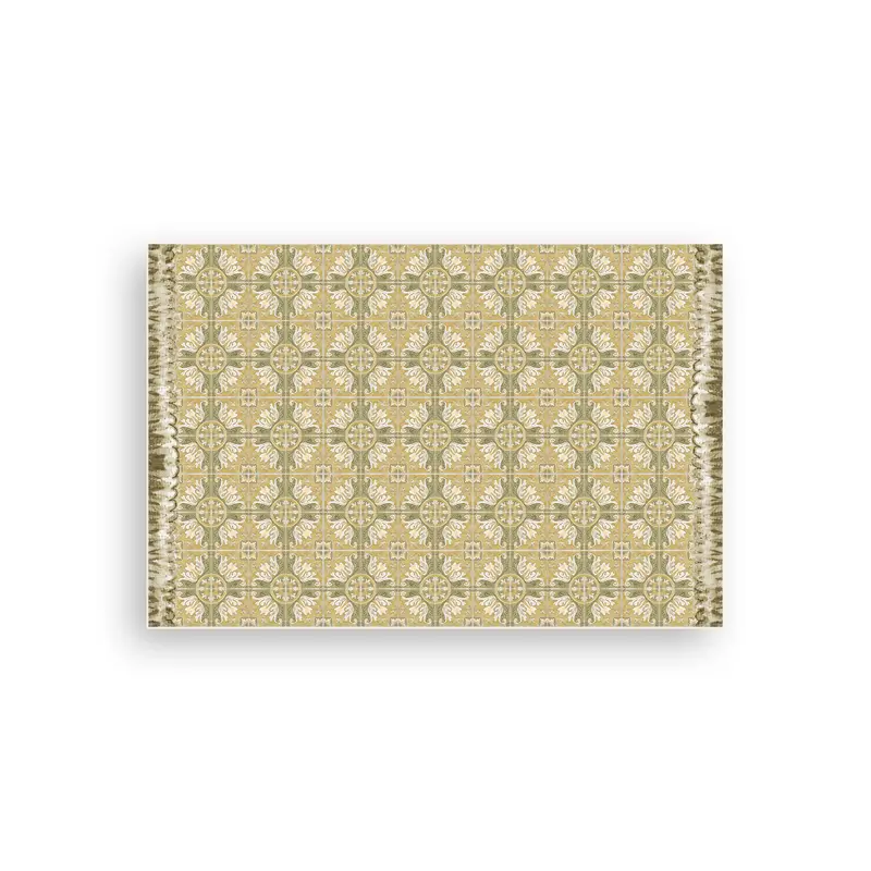 Natural-Tone Talavera Tile Print Vinyl Floor Mat 1