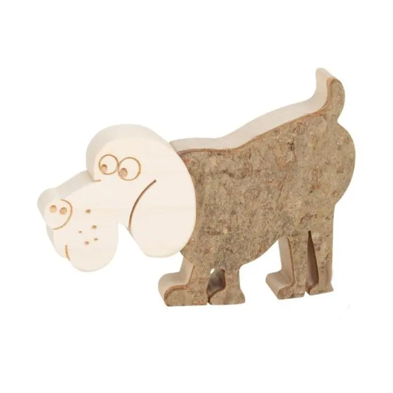 Natural Wood Dog Sculpture Figurine 1