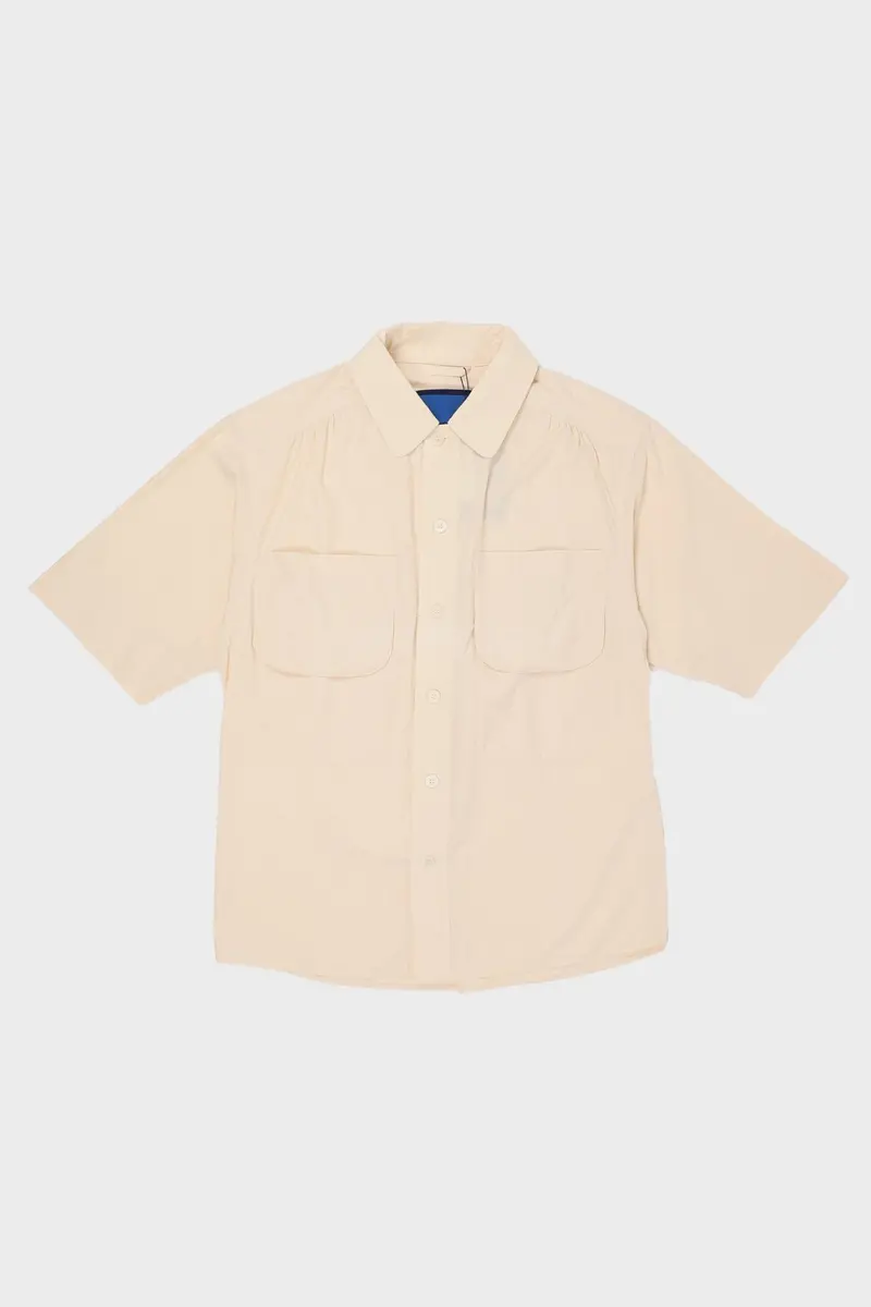 Natural Yellow Lightweight Cotton Shirt With Dual Pockets 1
