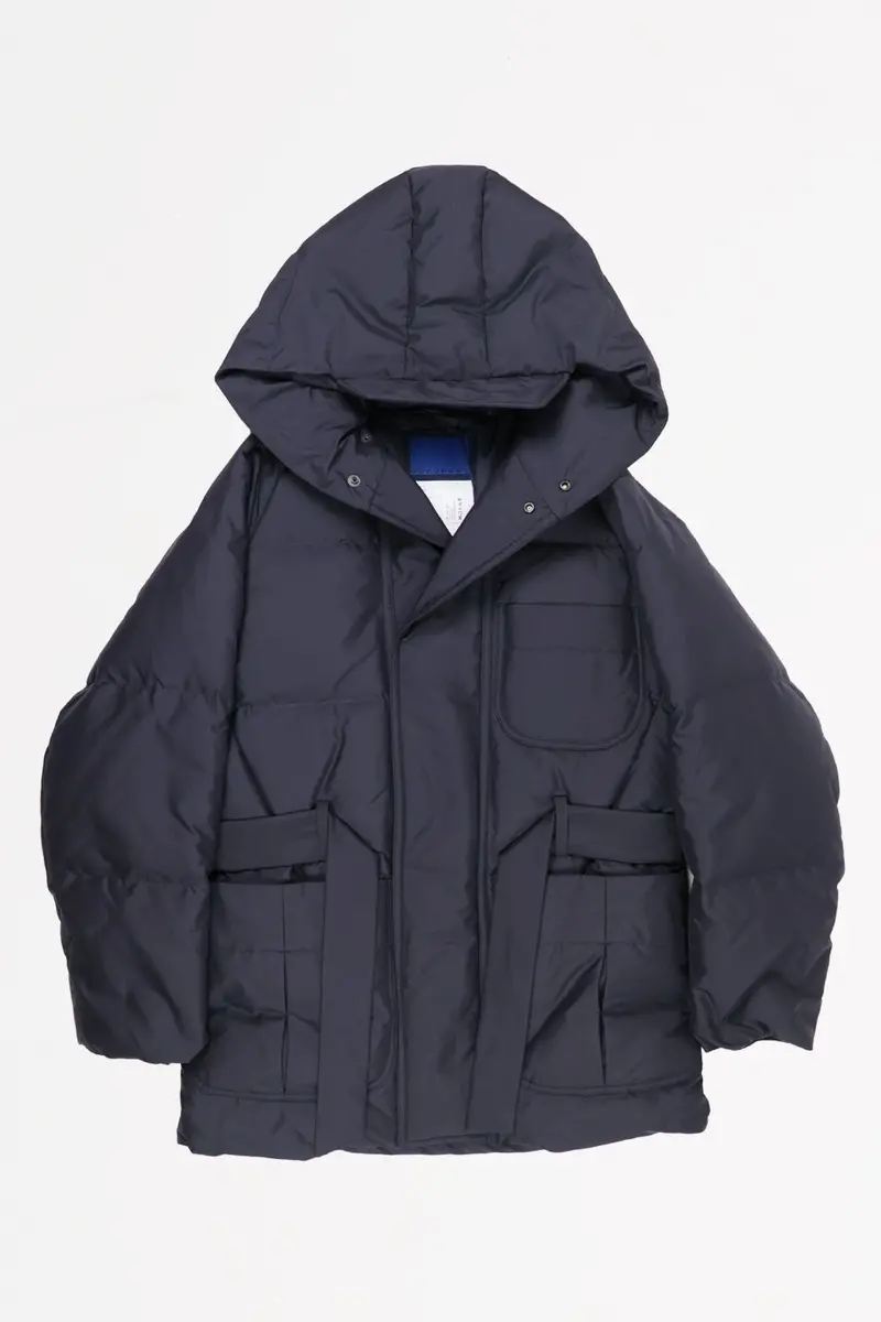Navy Duck Down Hooded Robe 1