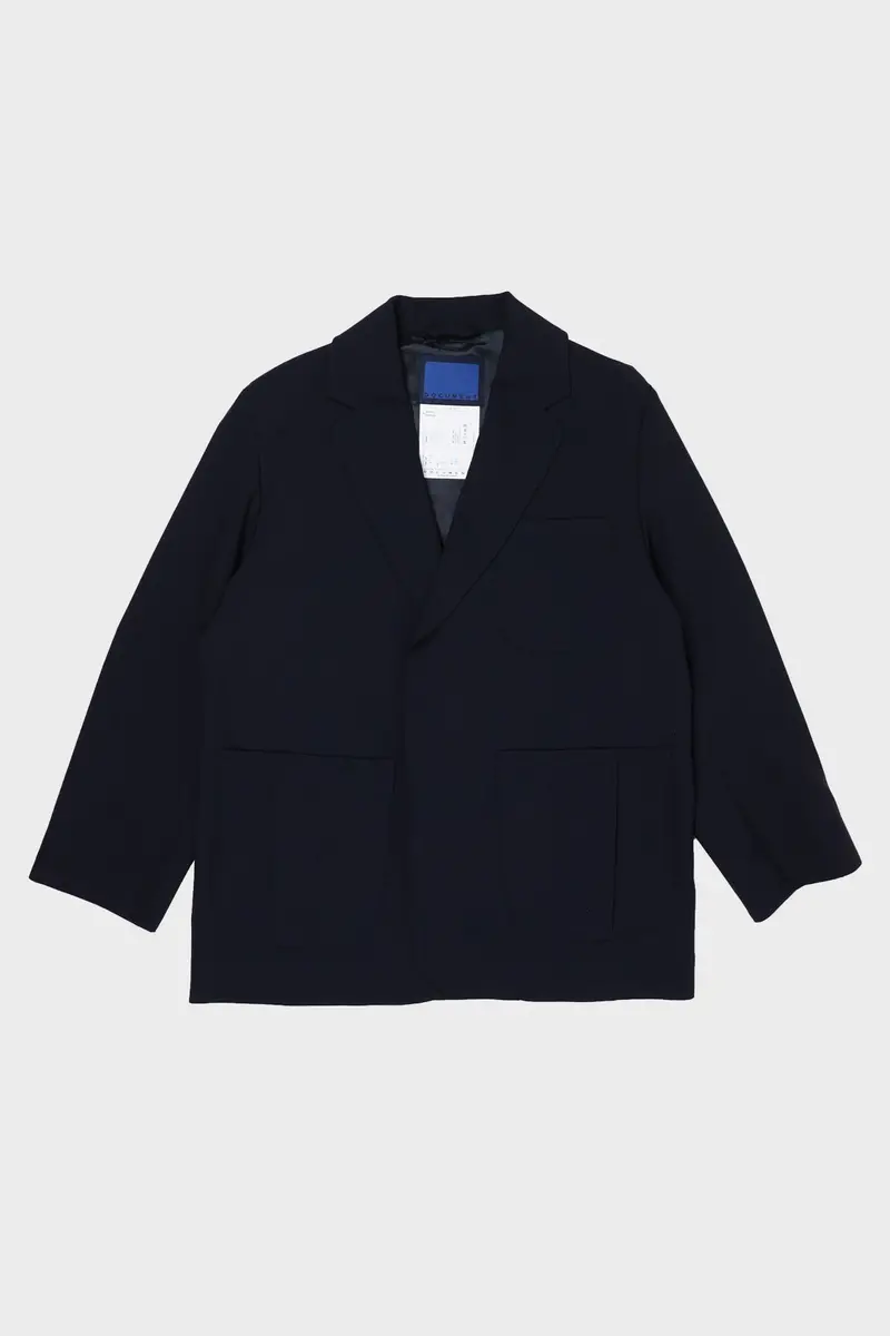 Navy Hopsack Oversized Structured Blazer 1