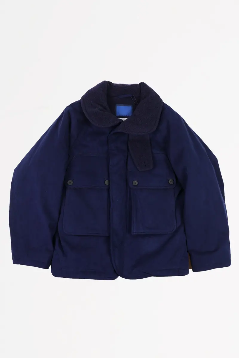 Navy Vegan Suede Utility Jacket With Large Pockets 1