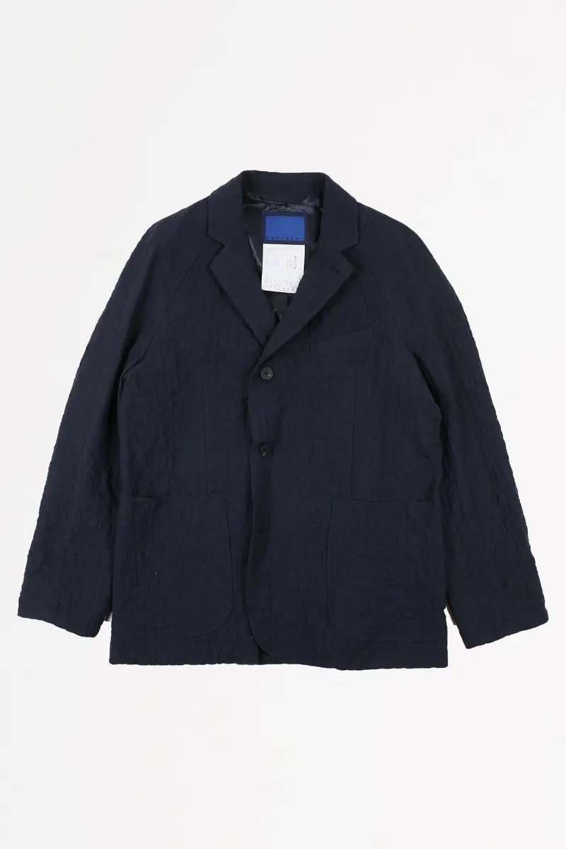 Navy Wool-Cotton Raglan Sleeve Jacket 1