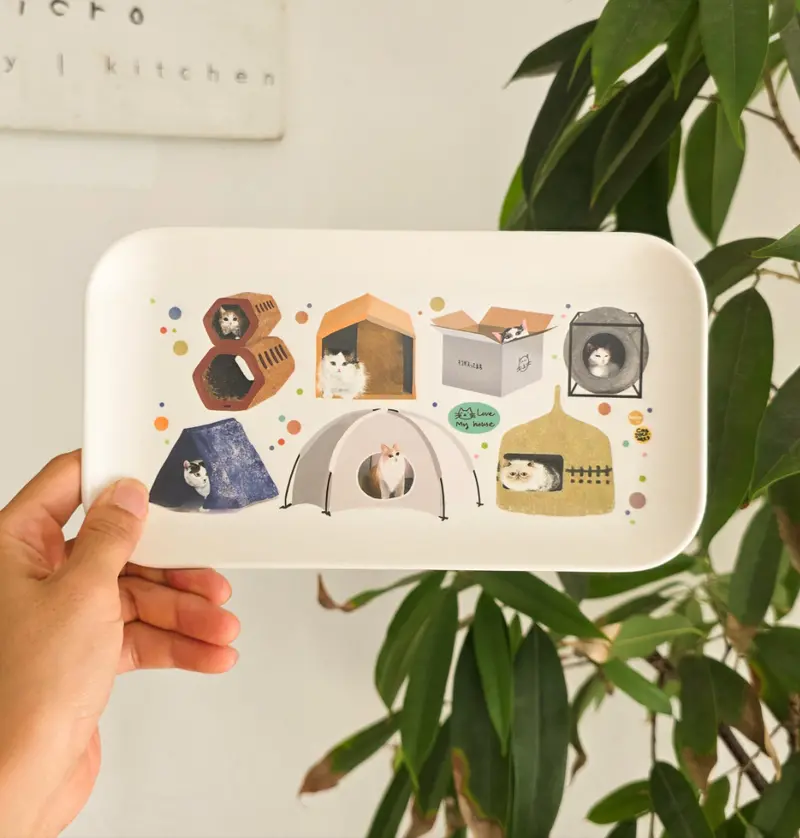 Nekoya Bamboo Cat House Serving Tray 1