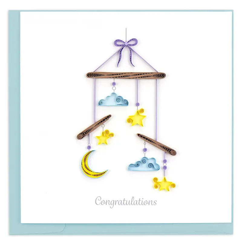 Night Sky Baby Mobile – Hand-Quilled Celestial Card 1