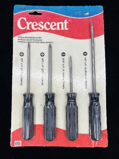 Nos 1980S Crescent Usa Screwdriver Set — 4-Piece (2 Slotted, 2 Phillips) 1