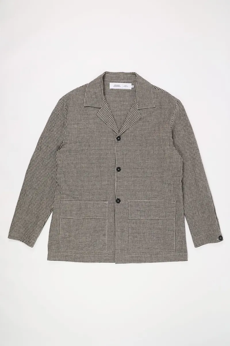 Office-Ready Jacket In Black-And-Tan Gingham Pattern 1