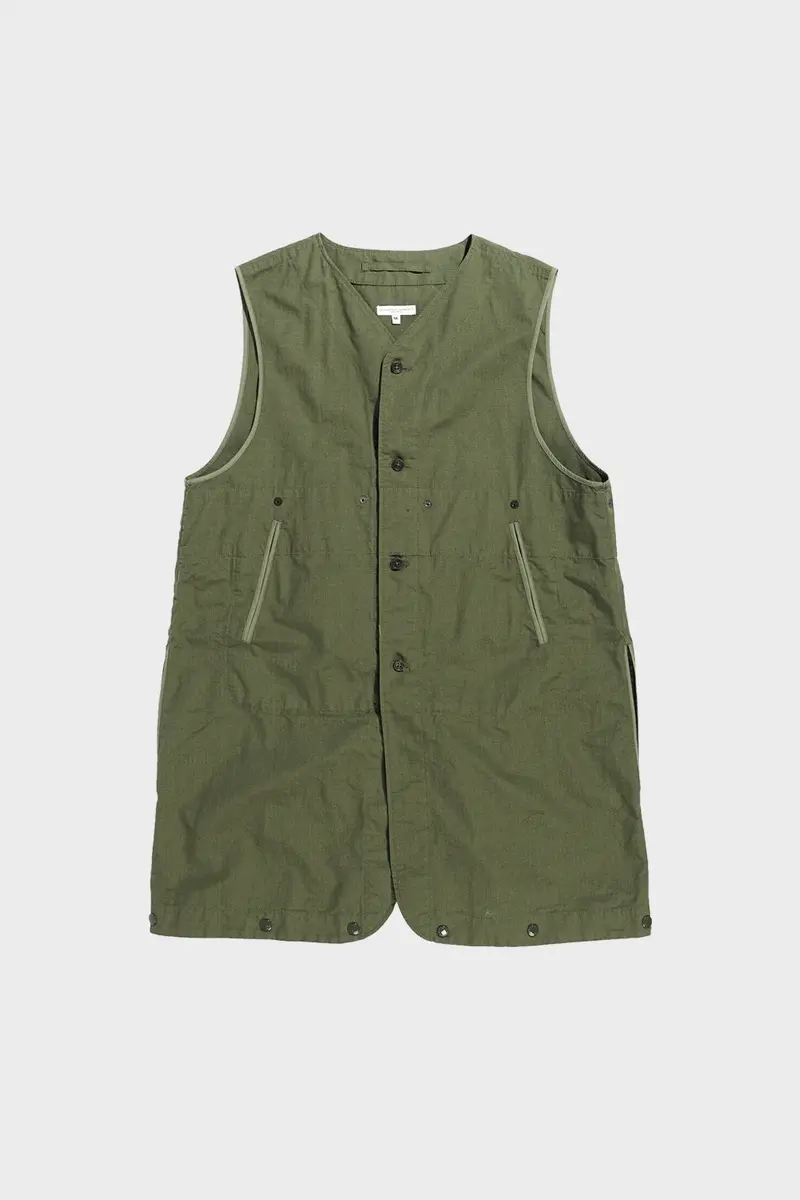 Olive Cotton Ripstop Liner Vest – Lightweight Insulated Vest 1