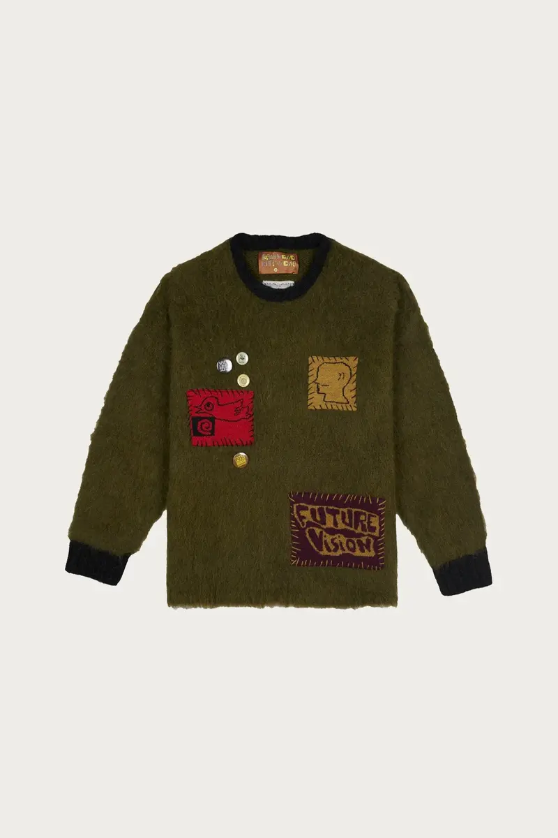Olive Future Vision Boxy-Knit Sweater 1