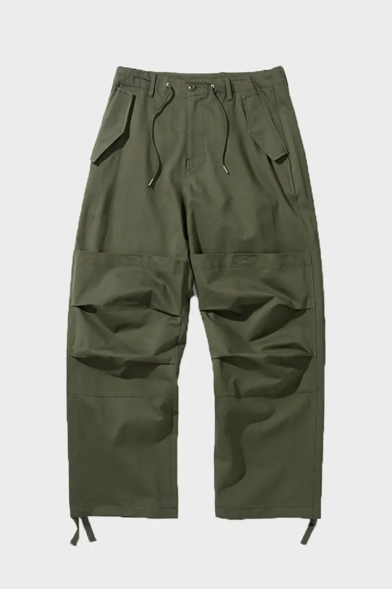 Olive Military Parachute Cargo Pants 1