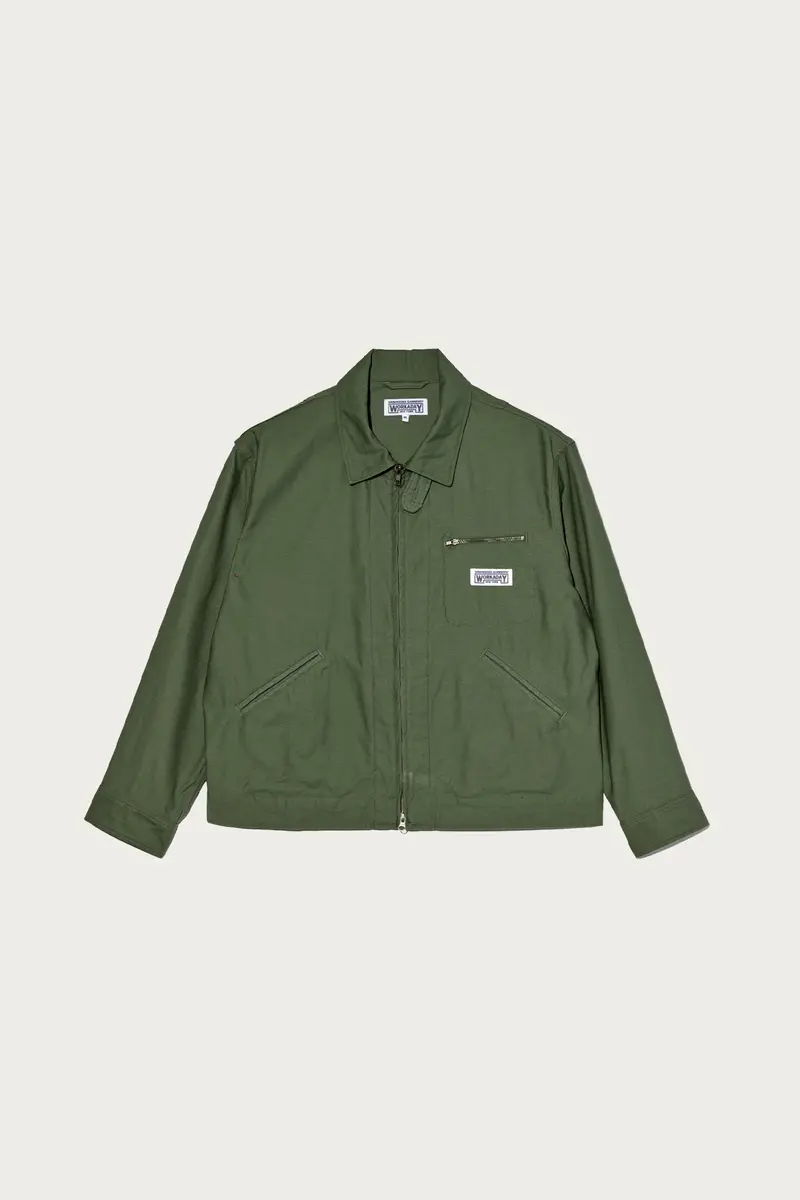 Olive Reversed Sateen Cotton Short Jacket 1